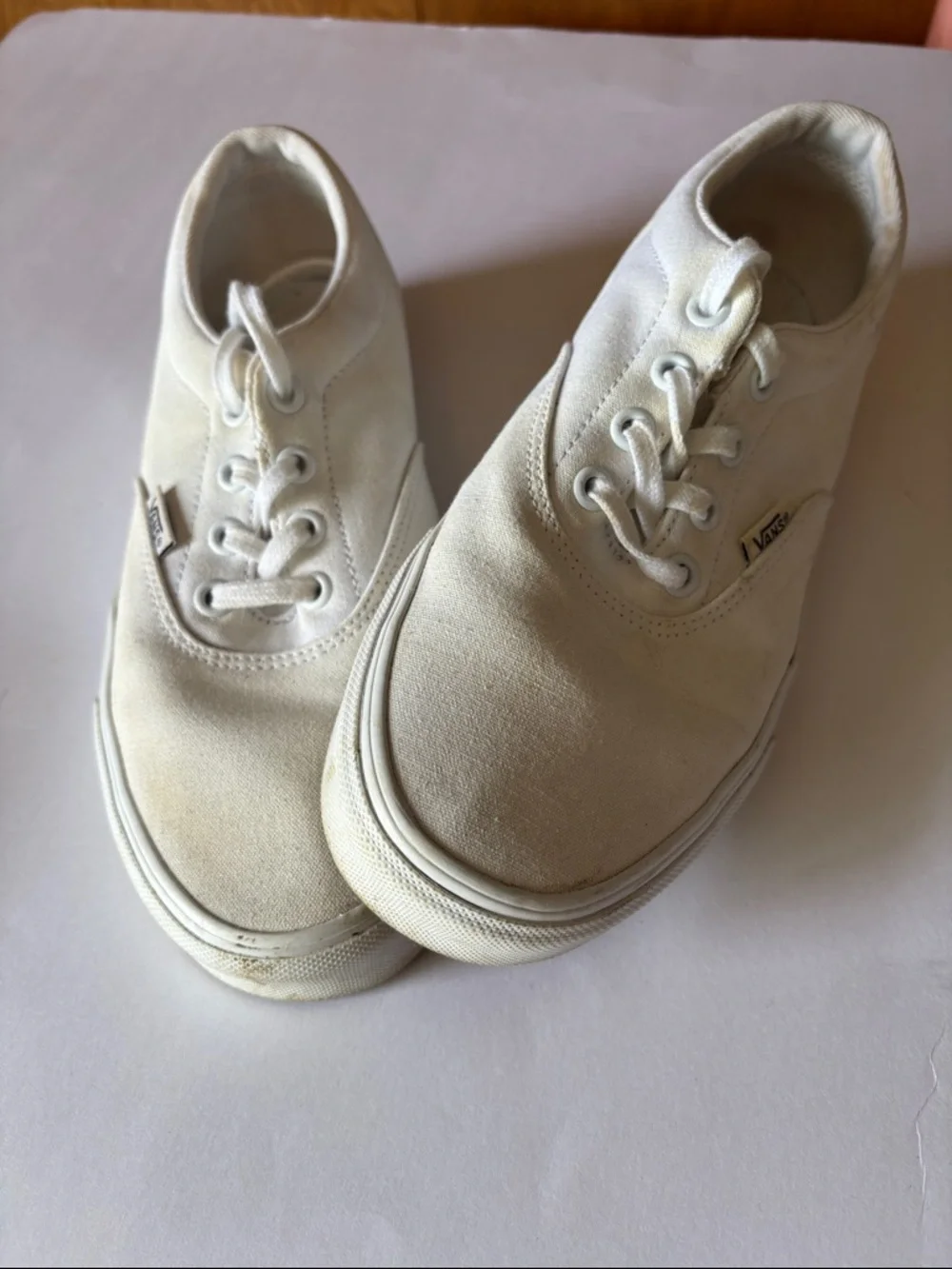 Vans White Canvas Low-Top Sneakers